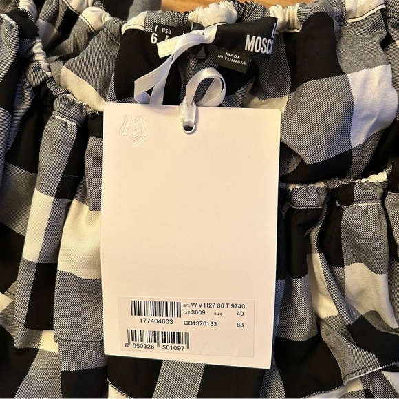 NWT Love Moschino Gingham Checkered Cherry Patch Dress 4 - Picture 11 of 11